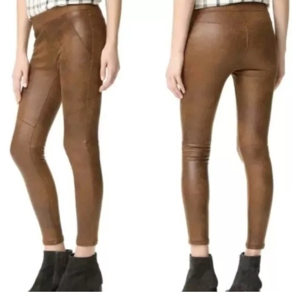 NWT Free People Never Let You Go Brown Faux Suede Leggings - Picture 1 of 7
